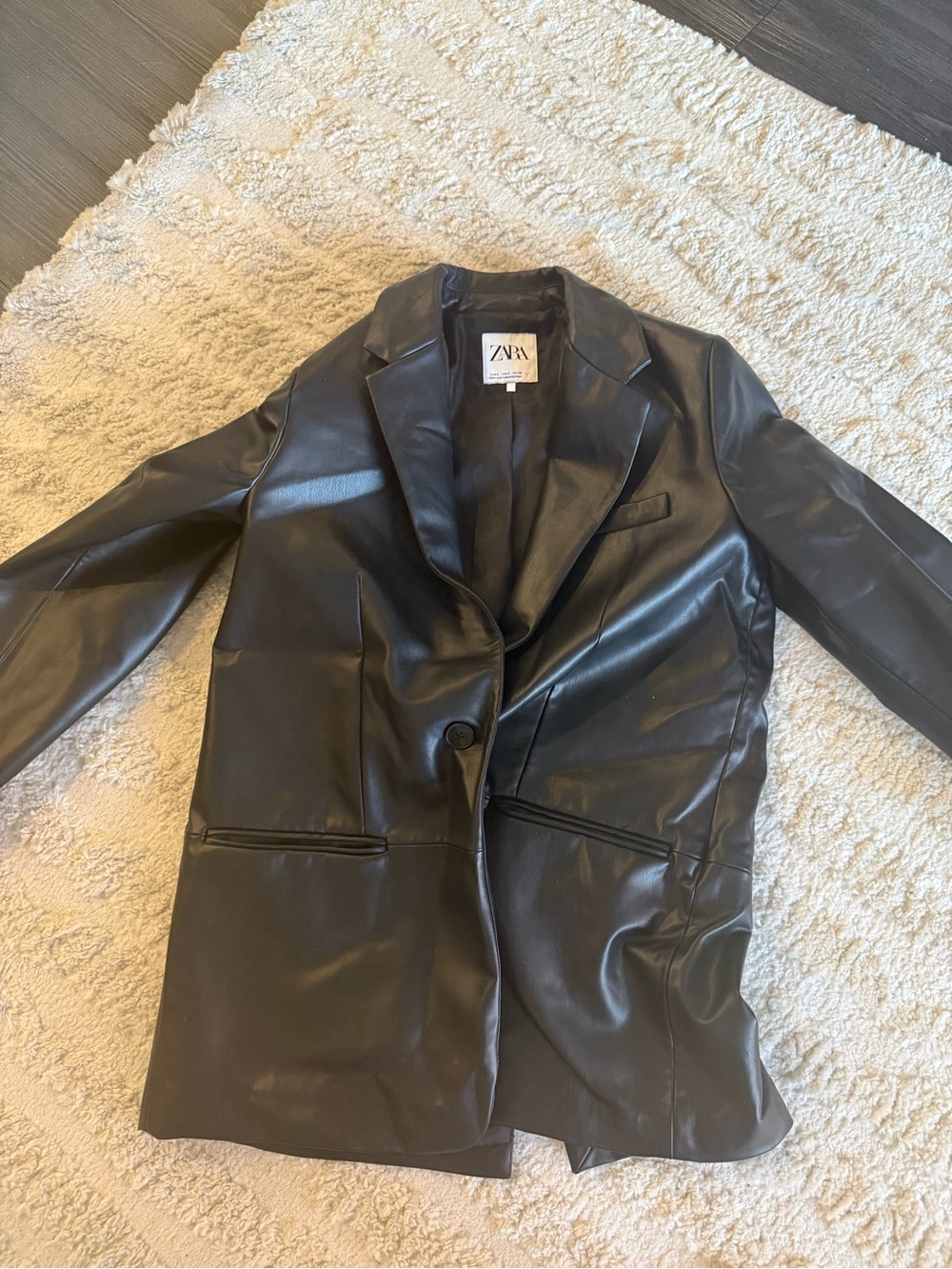 Zara Black Faux Leather Trench Coat